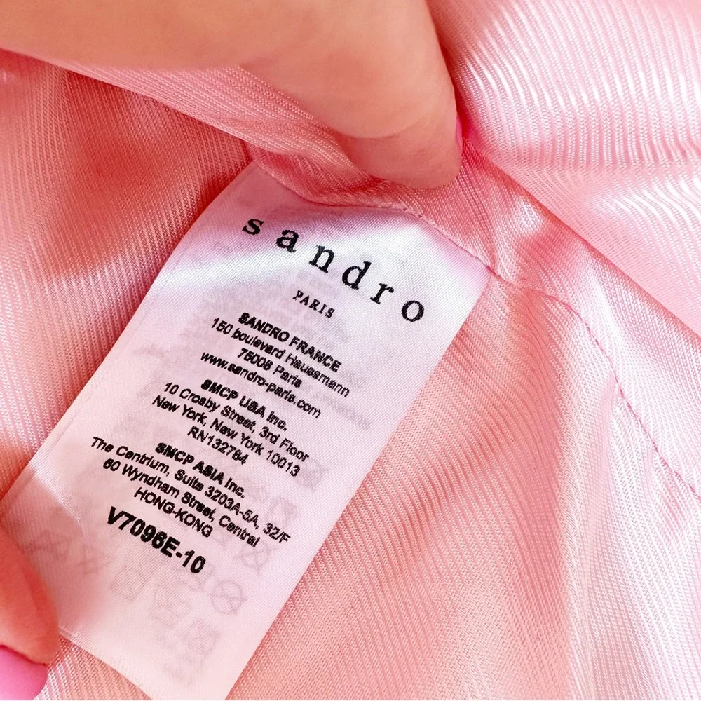 Sandro Edwin White Sheep Leather Cropped Motorcycle Jacket A1A Moto Size Small/6 - Picture 8 of 15